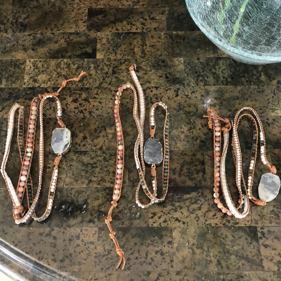 Sold out - wrap bracelet with gold plated geode - Picture 6 of 6